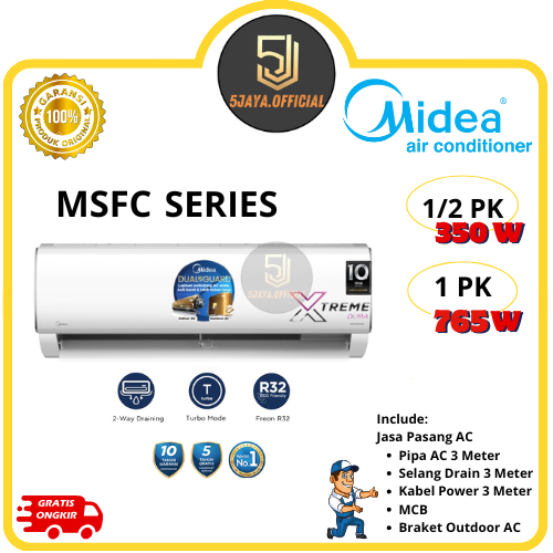 AC Midea Standar 1/2PK, 1 PK - MSFC05CRN2X/MSFC09CRN2X