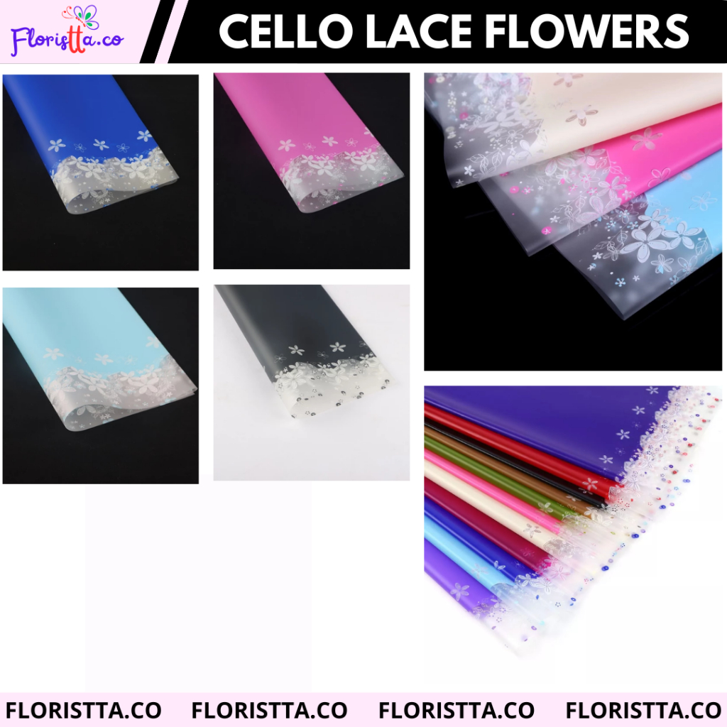 

(Pack) New Cellophane Lace Butterfly Colored flower wrapping 20 LEMBAR