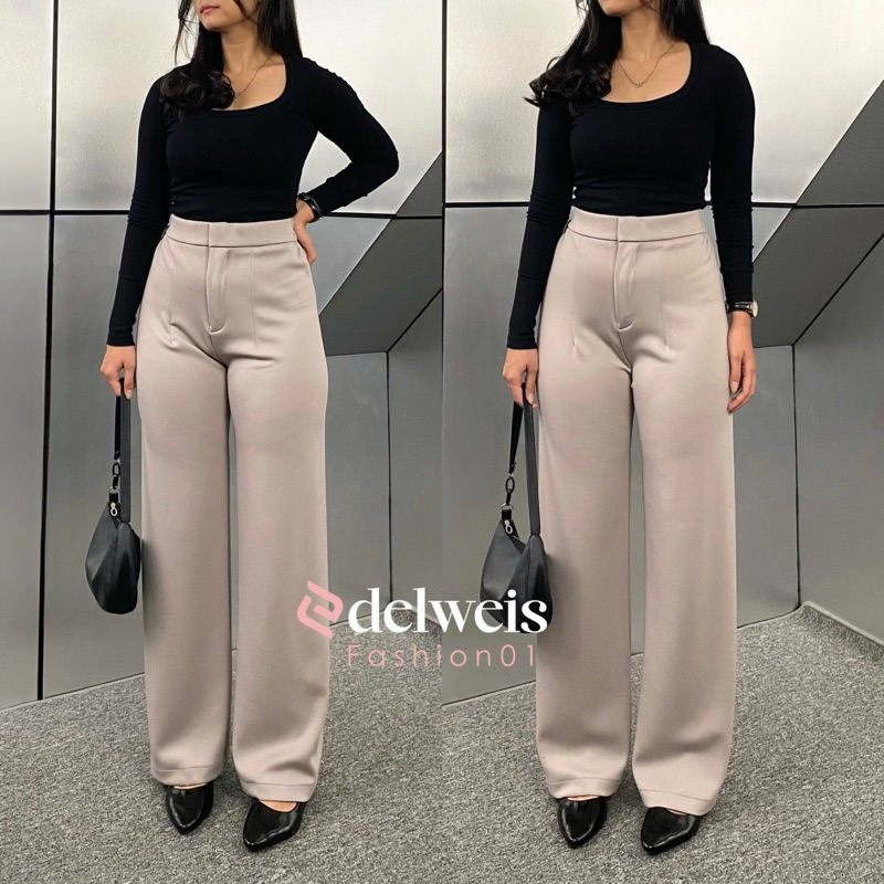 Loose Pants Scuba 399 Celana Anti Kusut Celana Kulot Wanita Polyester