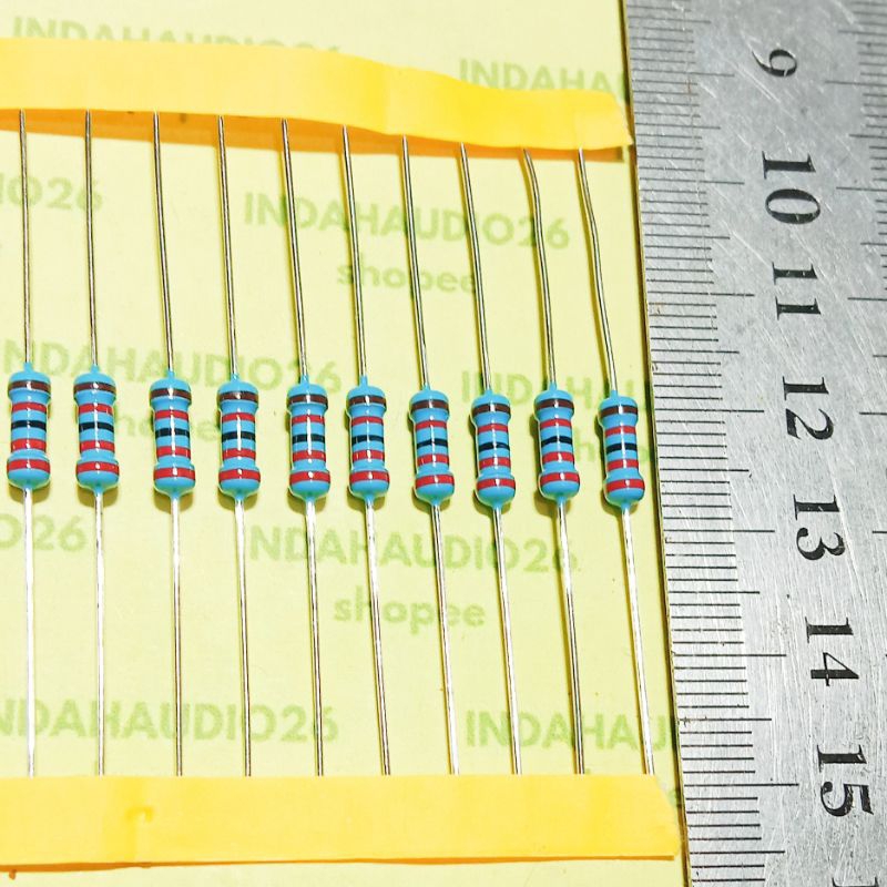 taiwan 22K  1/2W 1% metal film kaki tebal tembaga resistor 22 kilo ohm 1/2w 1 persen setengah watt  