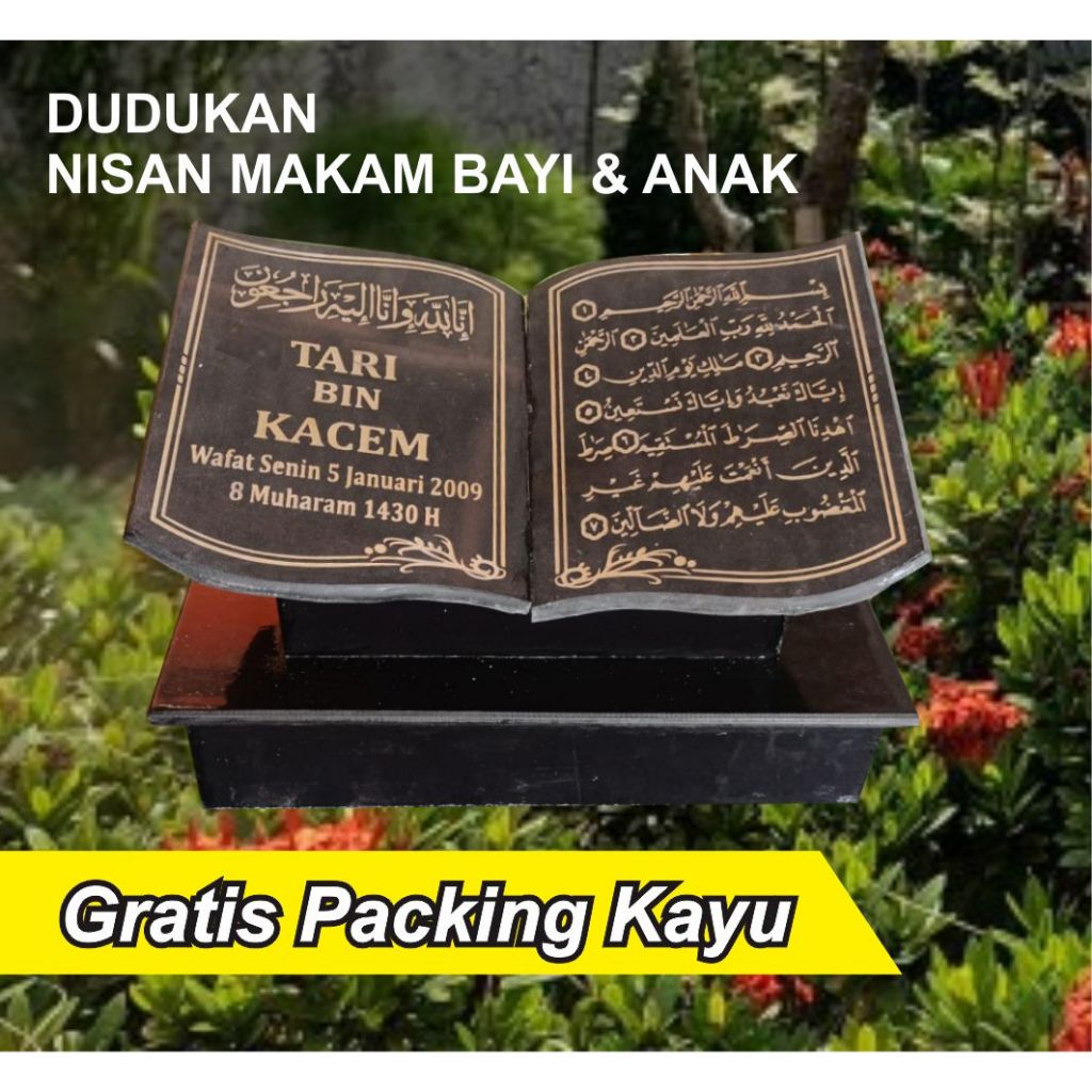 BATU NISAN BAYI/ANAK MODEL BUKU GRANIT & KERAMIK BISA COD FULL DUDUKAN PACKING KAYU GRATIS GARANSI