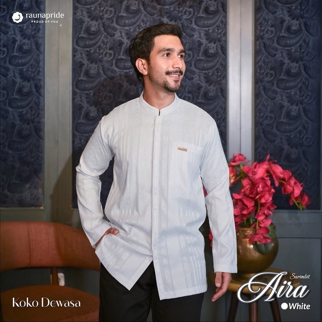 RAUNA KOKO DAN GAMIS WARNA PUTIH KODE AIRA