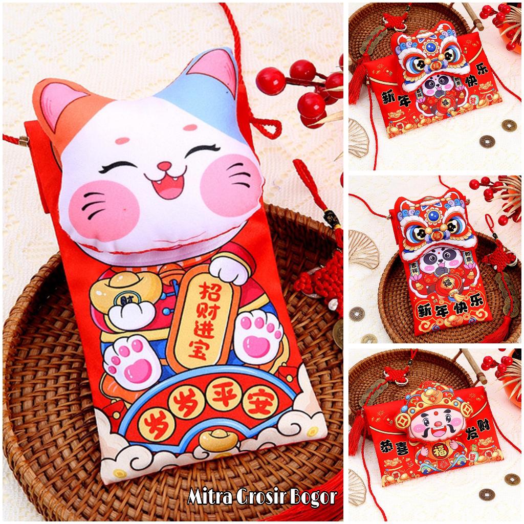 

Angpao Bunyi Netral 2025 Dompet Barongsai Tas Selempang Red Pocket Angpao Angpau Imlek 2025 Fu Kain Chinese New Year