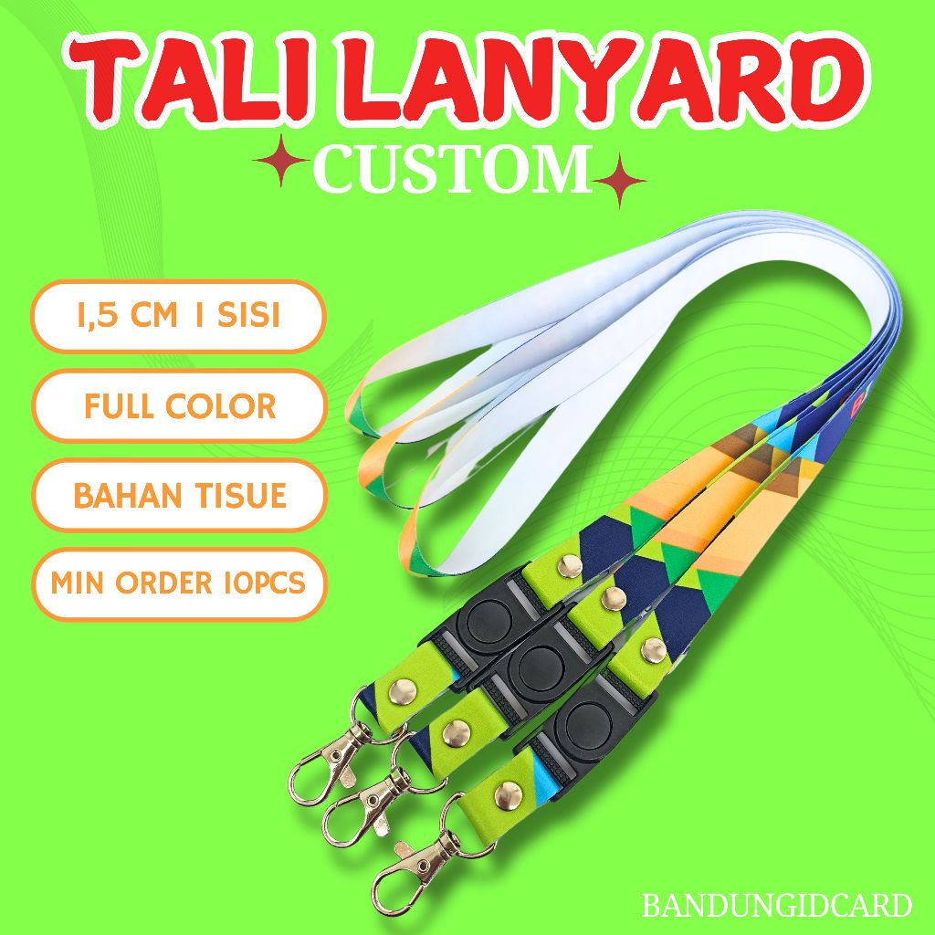 

TALI LANYARD ID CARD CUSTOME 1,5CM 1SISI/CETAK LANYARD PRINTING SUBLIM DESAIN BEBAS