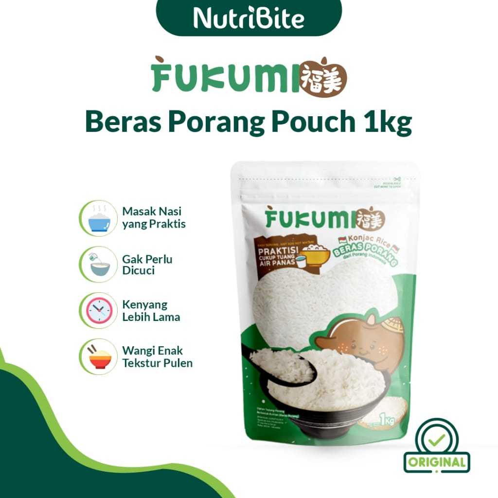 

Beras Porang Untuk Diet Sehat Beras Porang Fukumi Beras Instan Konjac Ric/Shirataki Beras Porang 1Kg