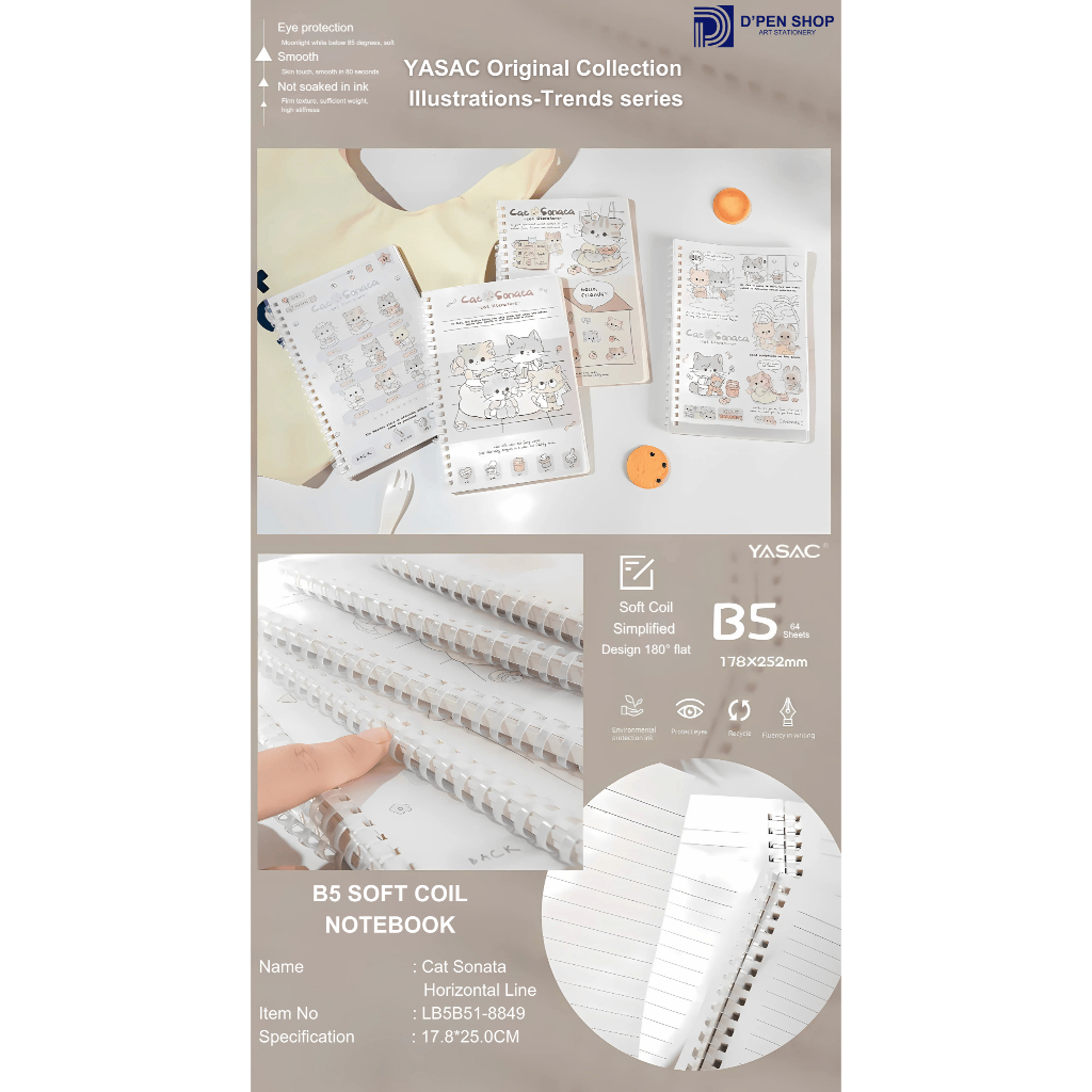 

Soft Coil Notebook B5 Buku Catatan Lucu Kertas Premium 64 Lembar Cat Sonata ESAER