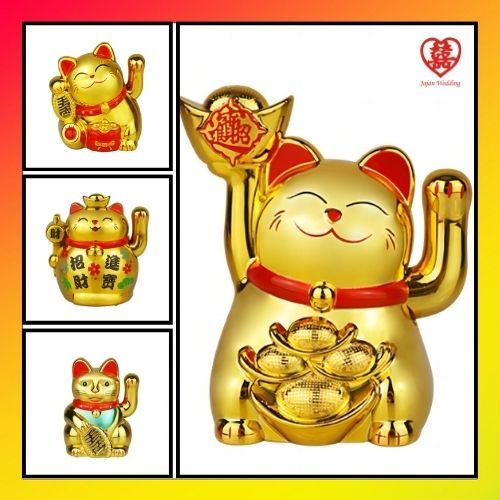 JW Patung Kucing Hoki Lucky Cat ( MINI )/ Kucing Hoki Koin Emas /Patung Boneka Kucing Hoki Rejeki SM