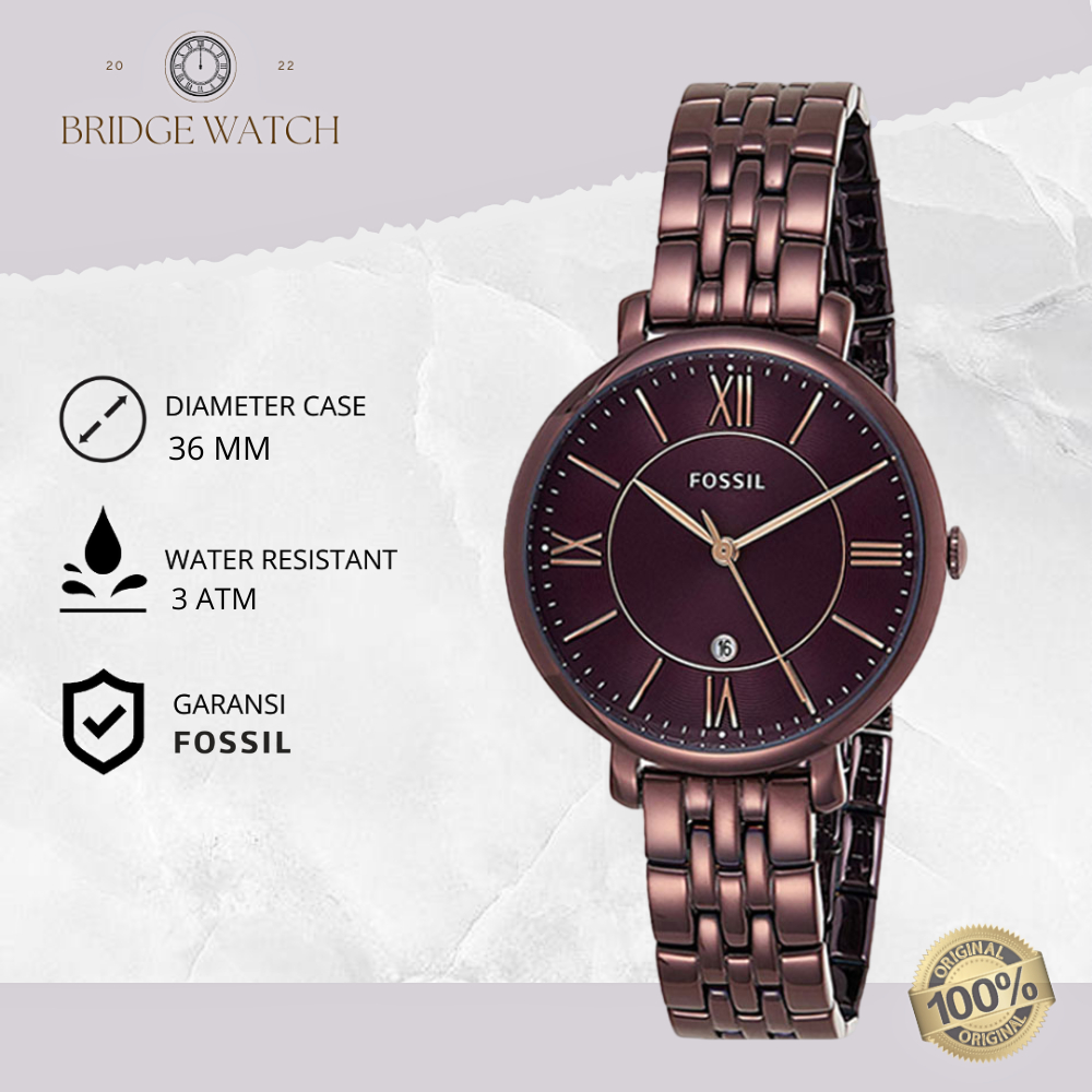 Jam Tangan Wanita Fossil Jacqueline ES4100 Original Ladies Analog Stainless Steel Strap Rantai Cewek