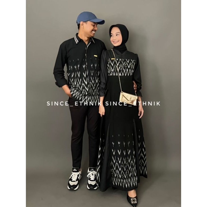 Since - DRESS TENUN PREMIUM WANITA REMAJA WARNA HITAM GAMIS TENUN KOMBINASI.