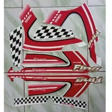 stiker striping Yamaha fino karbu 2012 putih merah