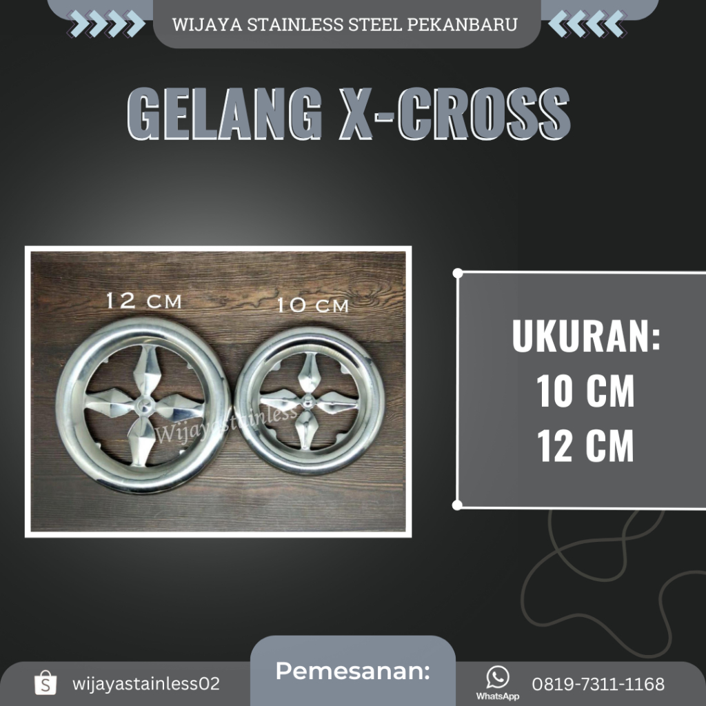 [10 & 12 CM] GELANG X-CROSS STAINLESS STENLIS STEEL ORNAMEN PAGAR TANGGA