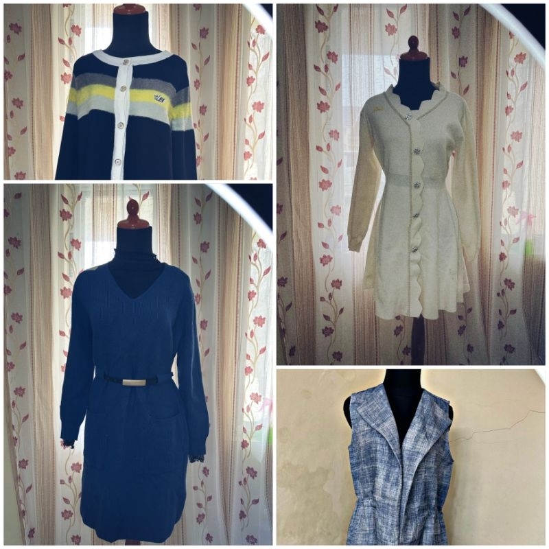 rajut tebal wanita preloved knit vest cardigan
