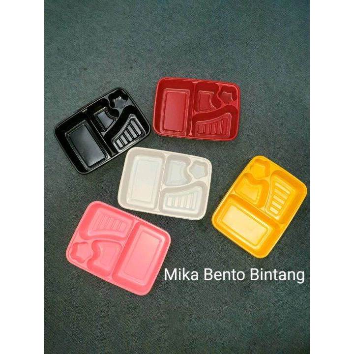 Mika Bento 4 Sekat/Tray Sekat 4 Bintang /Mika Tray Sekat 4 Bintang isi 10pcs