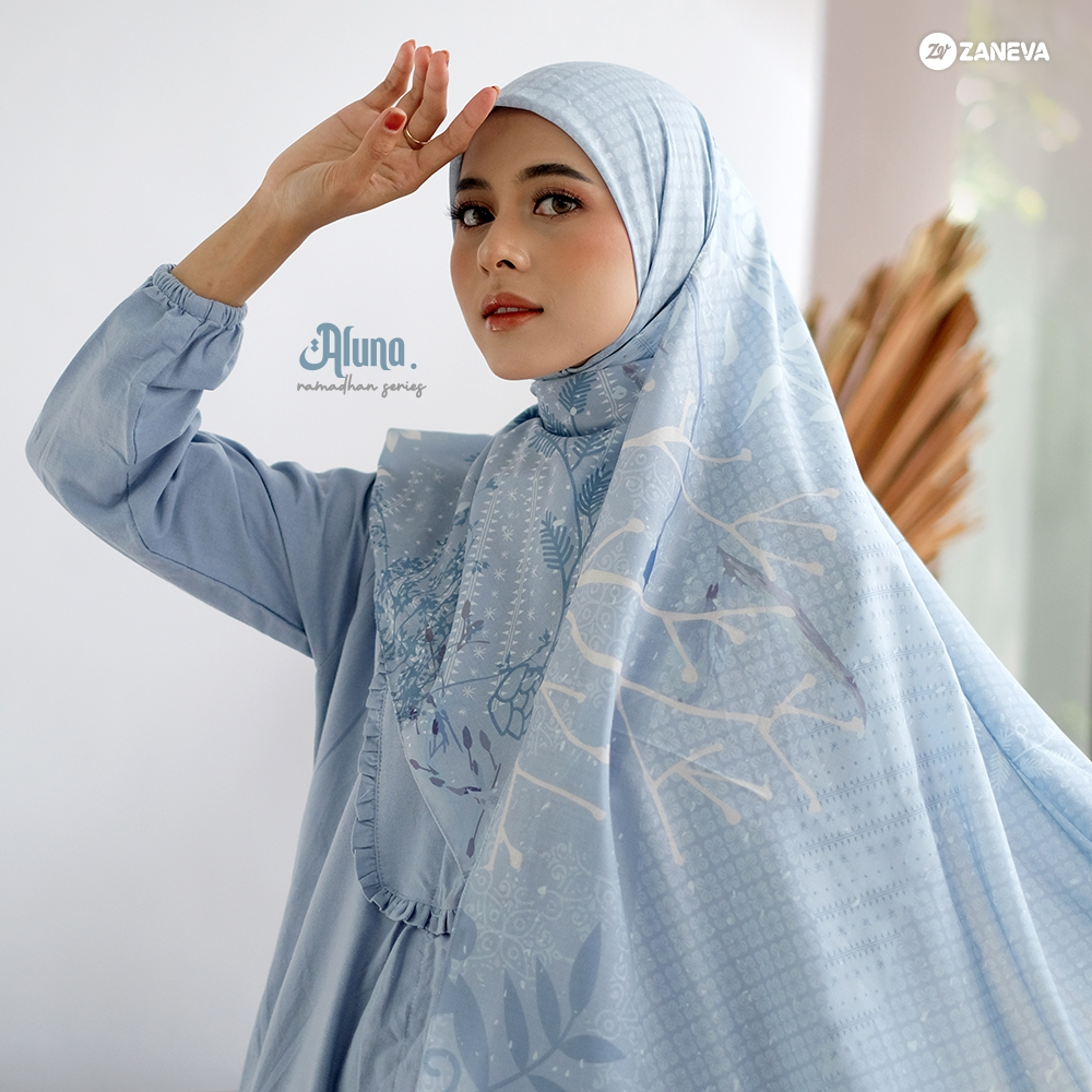 Zaneva - Hijab Segi Empat Motif Printing Jahit Tepi || Alzareen Series Jilbab Wanita Terbaru Adem