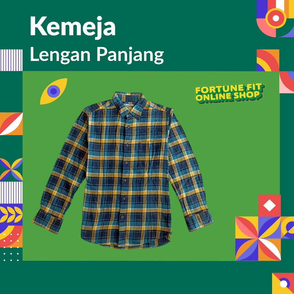 Kemeja Flannel Pria Premium Branded Lengan Panjang Second