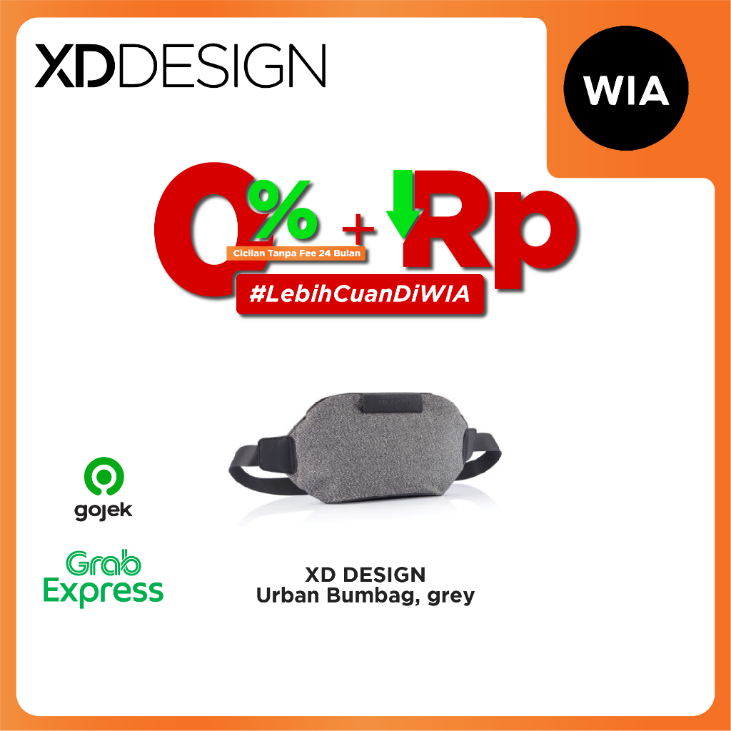 WIA XD Design Urban Bumbag GreyTas Selempang Anti Cut & Maling