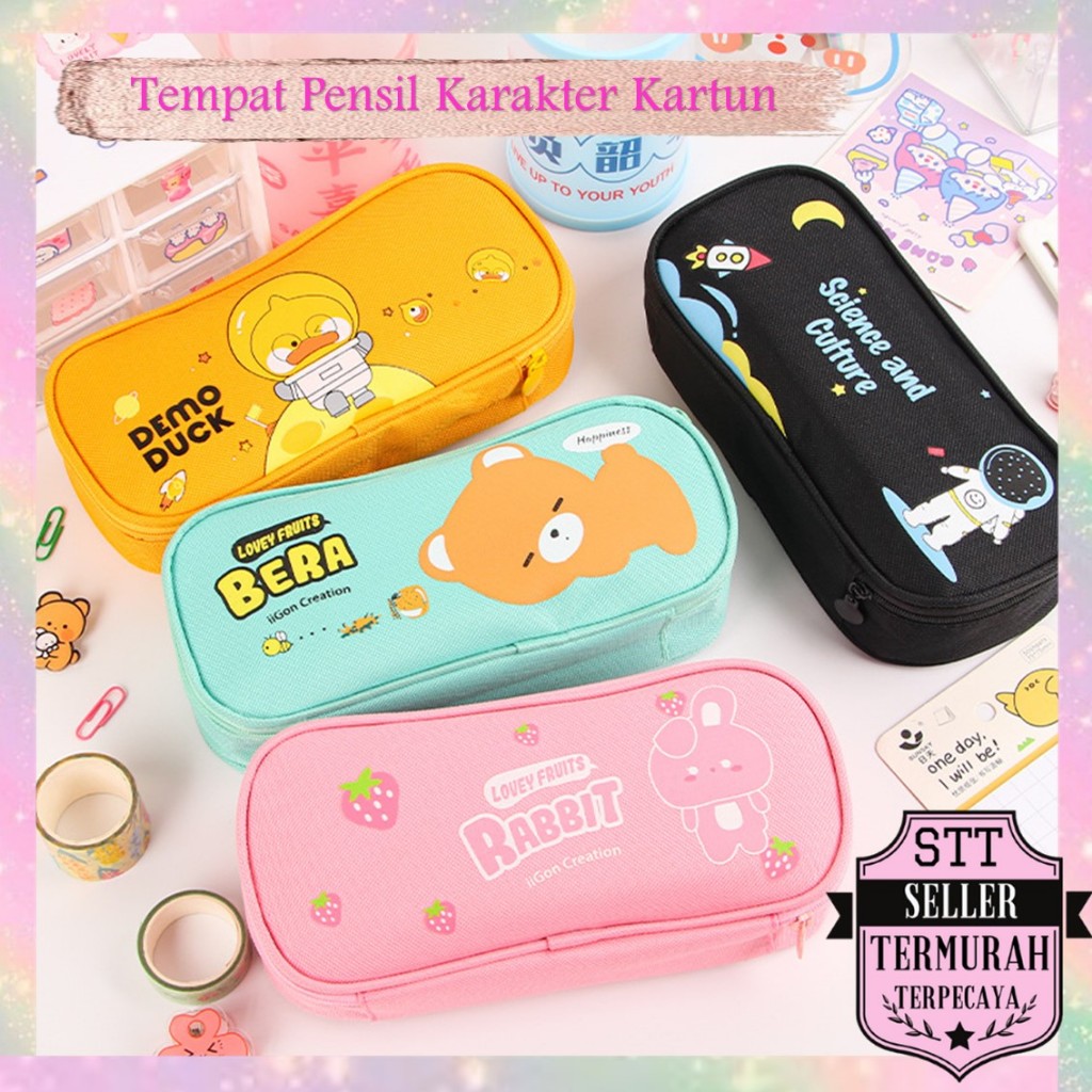 

STT Tempat Pensil Karakter Kartun Kotak Pensil Serbaguna Motif Animal Kotak Pensil Sleting Lucu Tempat Alat Tulis Perlengkapan Sekolah Kantor Double Layer Kotak Pensil Anak Perempuan Kapasitas Besar