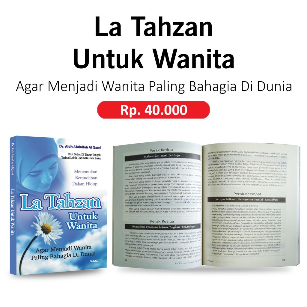 Buku LA TAHZAN UNTUK WANITA Dr. Aidh Abdullah Al-Qarni
