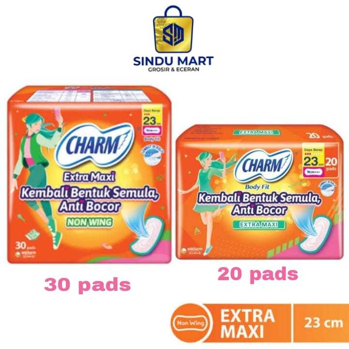 Pembalut Charm Extra Maxi Non Wing 23 cm isi 20 dan 30 pads | shopee sindumart