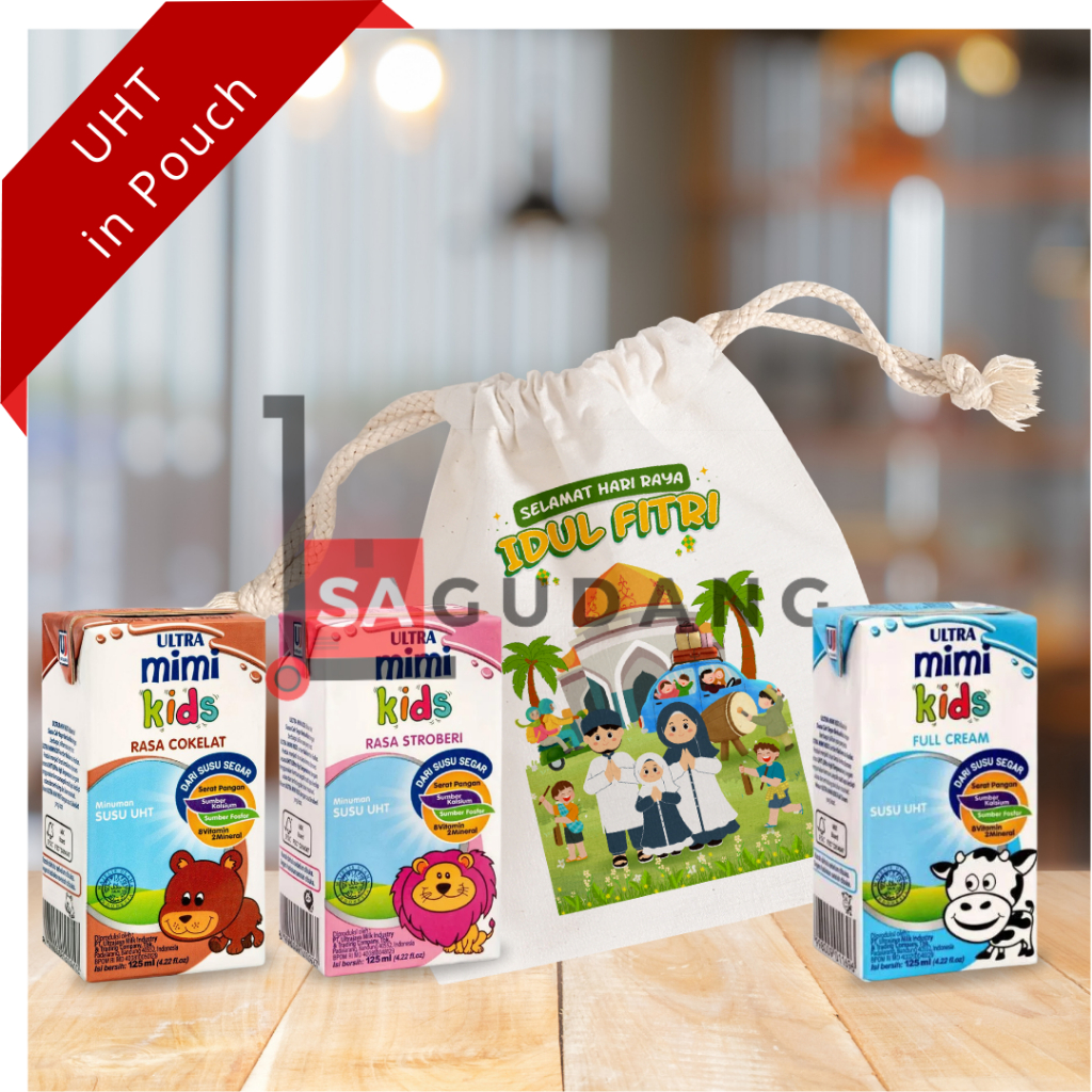 

Hampers Idul Fitri Lebaran Amplop Pouch Susu UHT Ultra Milk Mimi Mini Kids Anak Murah Blacu Spunbond