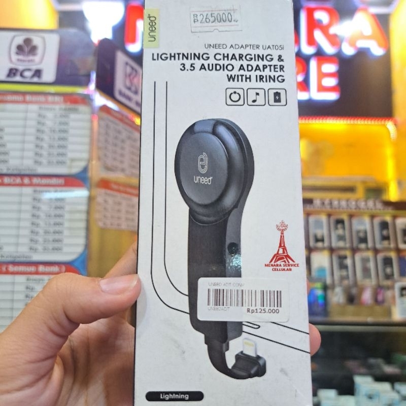 Uneed Lightning Charging & 3.5 Audio Adapter with Iring