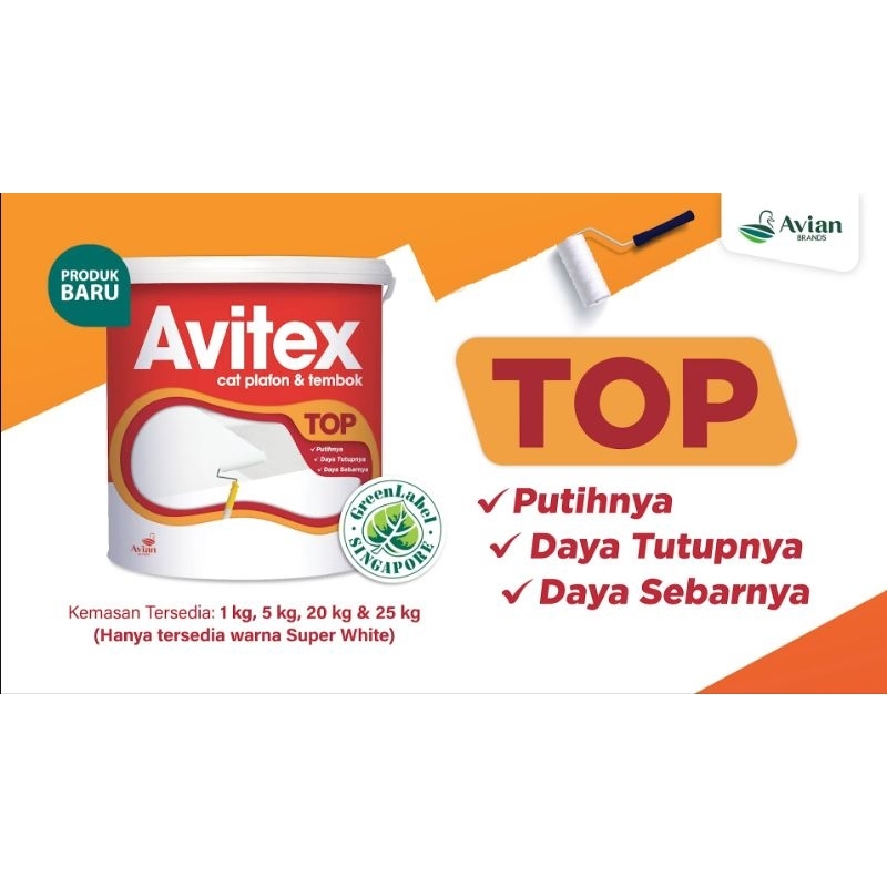 Cat Tembok Interior Avitex TOP kemasan 5 kg, 20 kg dan 25 kg
