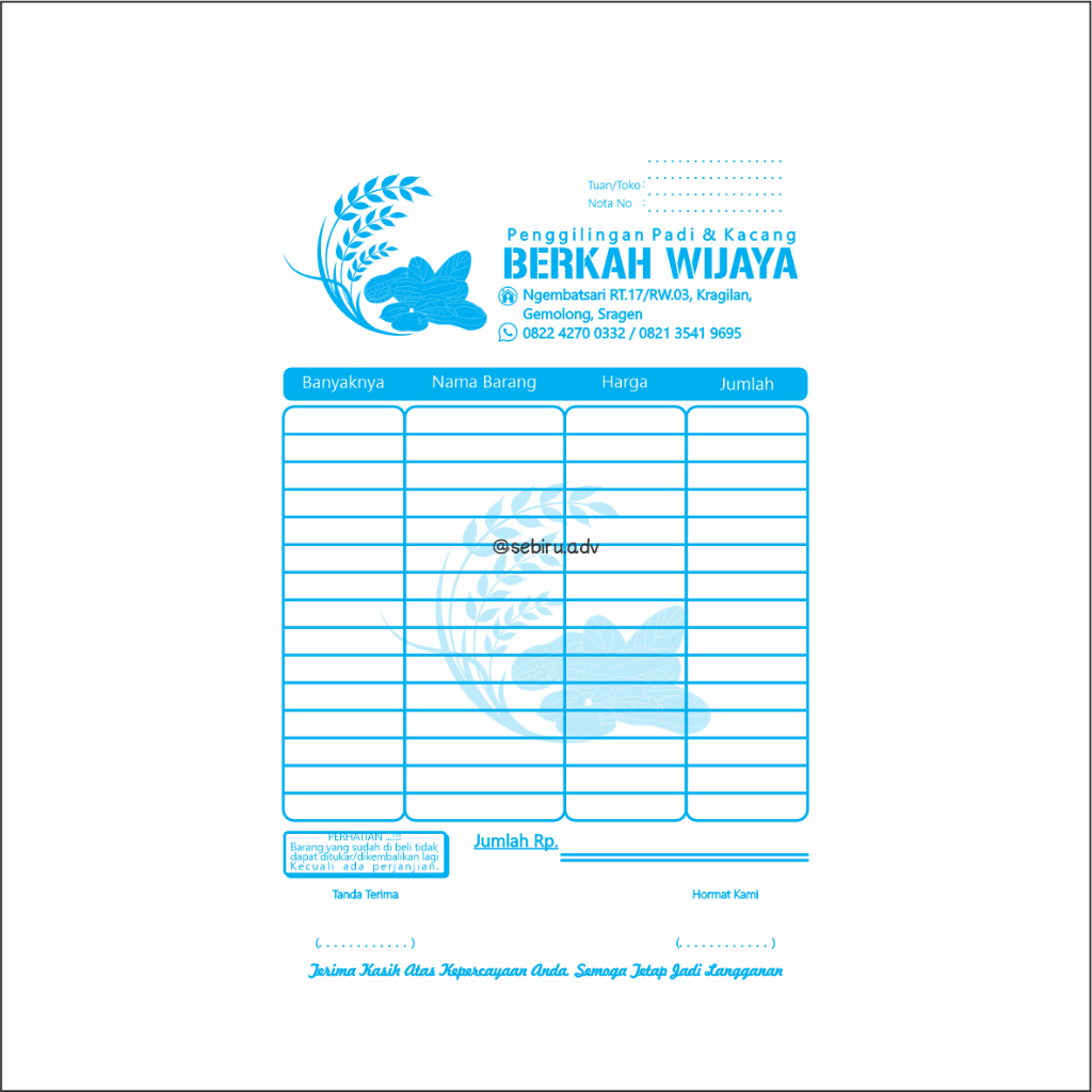 

NOTA 1 PLY 1/6 FOLIO 60 BUKU
