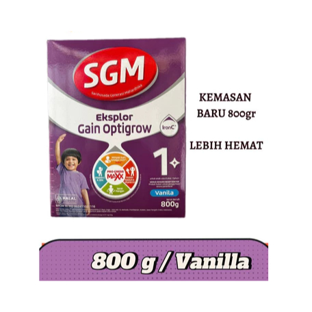 

SGM Gain Optigrow 1+ Vanila, 800gr, Susu untuk menambah berat badan anak, susu untuk gizi buruk, cepat menambah berat badan anak