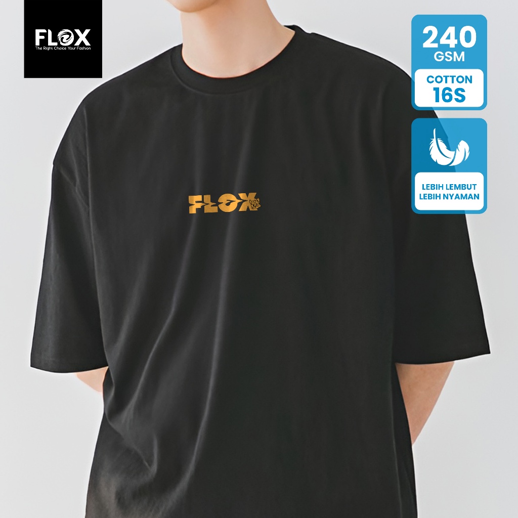 FLOX Kaos Oversize 16s Pria Lengan Pendek GOLD Flox Fox Unisex FBS 5