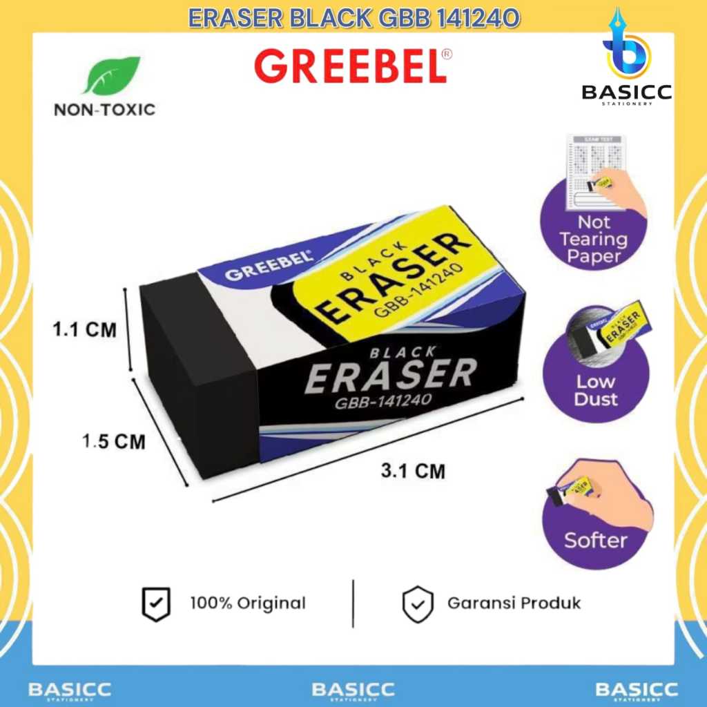 

Greebel Eraser Stip Penghapus Pensil GBB-141240 Hitam | @ 1Pcs