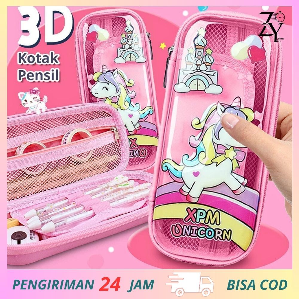 

THE TIME-3D Tempat Pensil Karakter Timbul Kotak Pencil Anak Sekolah Squisy Pencil Case Unicorn Tempat pensil transparan