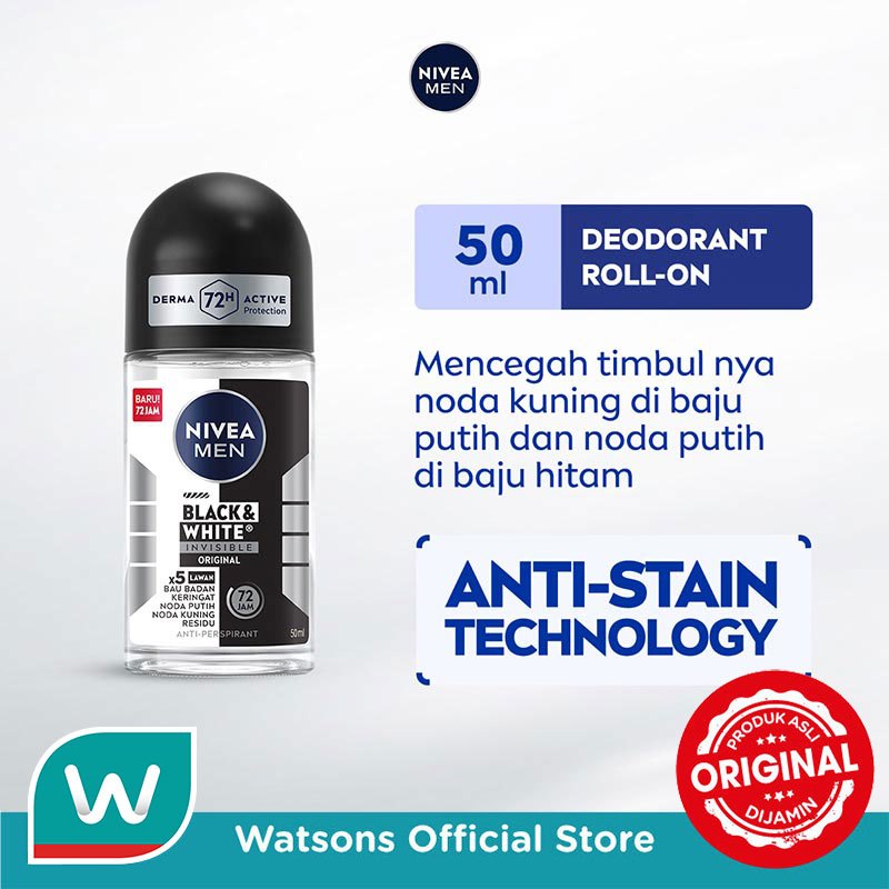 Nivea Men Deodorant Roll On Black & White Invisible Original 50ml