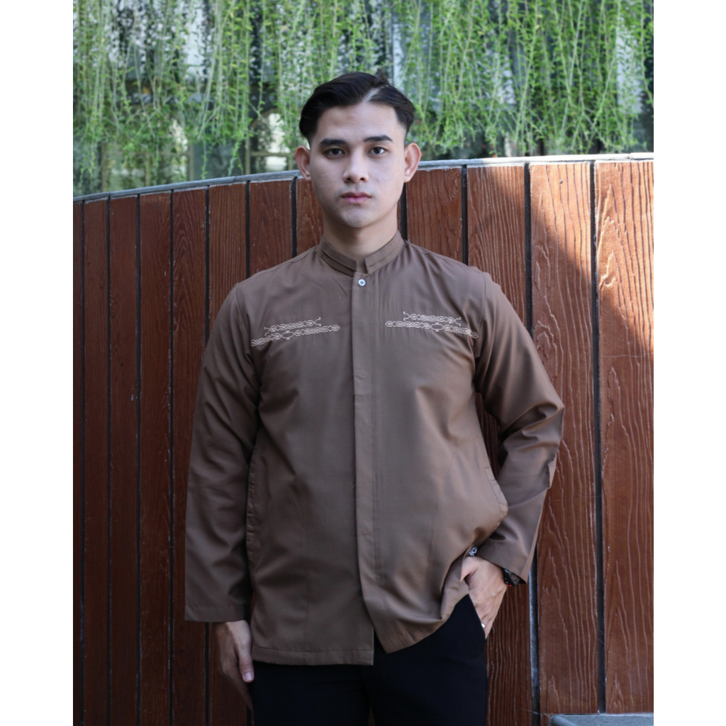 Salman - Kemeja Baju Koko Oblong Premium Pria Dewasa Bordir Lengan Panjang - Koko Shafi ARY 168