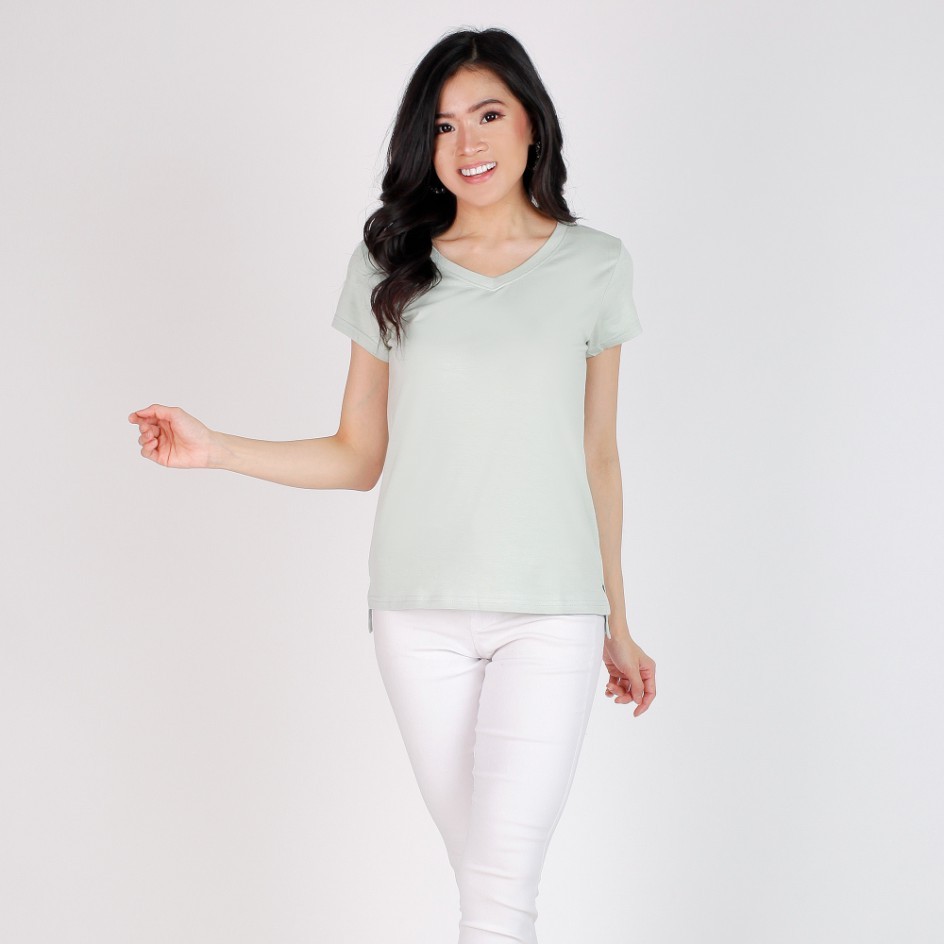 KAOS ATASAN POLOS V NECK ATASAN WANITA GROSIR MURAH