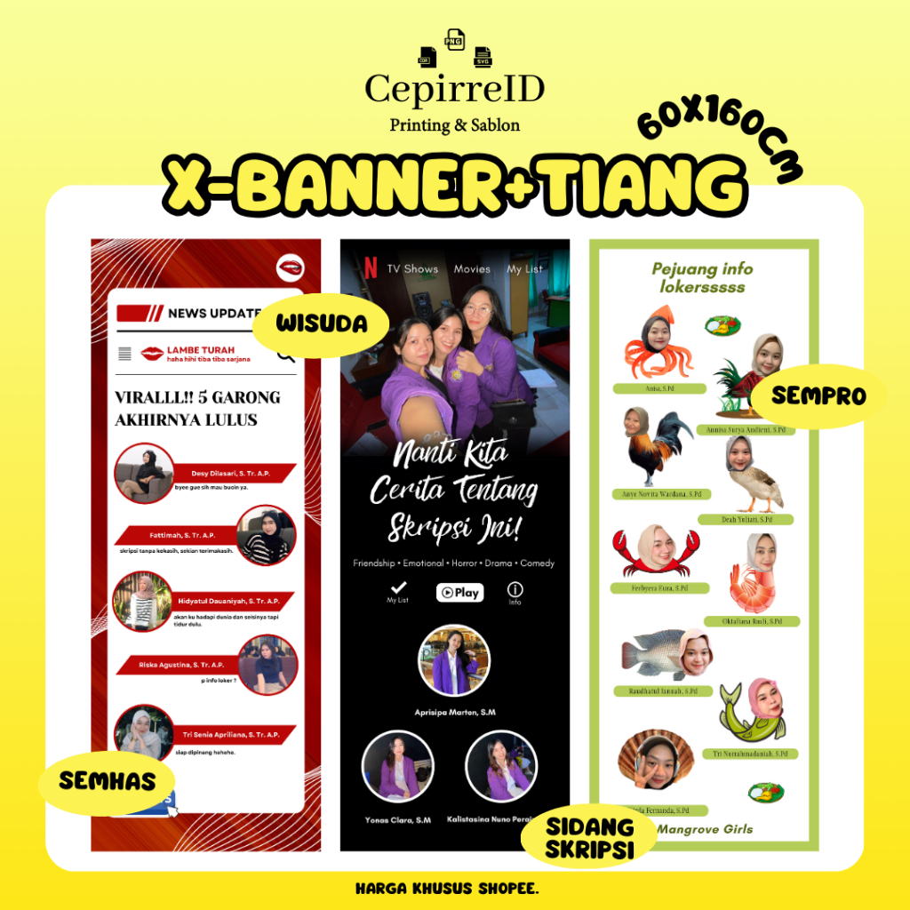 X-Banner / Standing Banner Sidang Skripsi / SEMHAS / Seminar Proposal / SEMPRO / Wisuda / Graduation