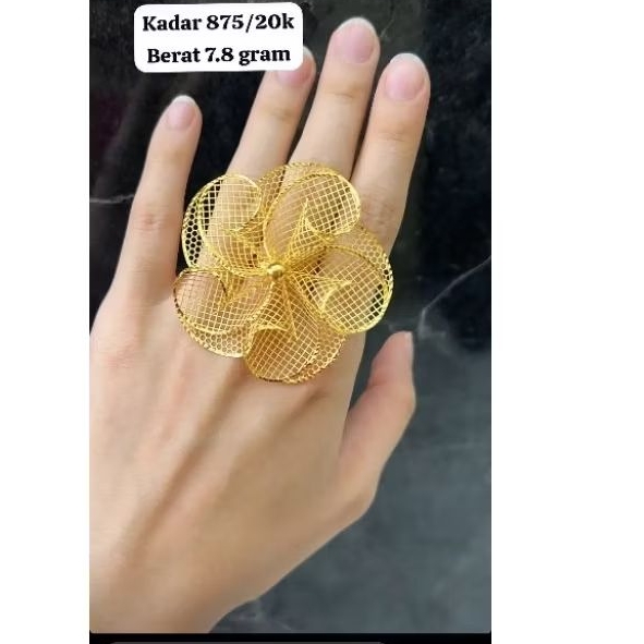 cincin bunga etnik indonesia all size ring  emas asli kadar 875 cincin emas 20 karat