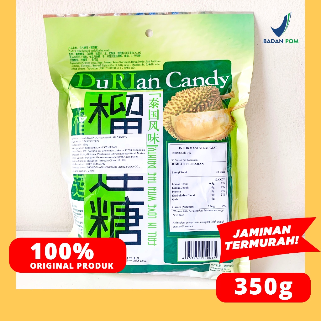 

RB PERMEN LUNAK RASA DURIAN / DUREN 350g HONG MAO