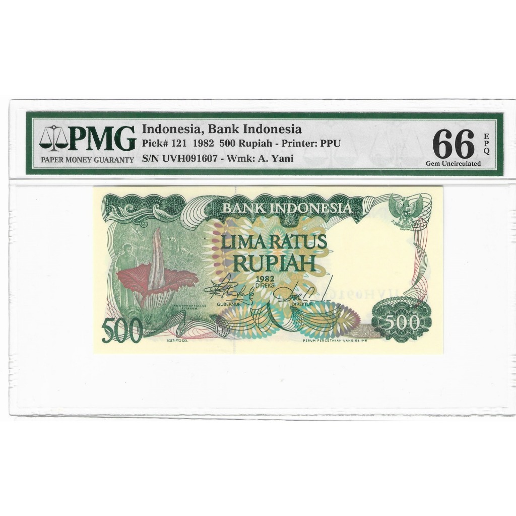 Uang Kuno 500 Rupiah Bunga Bangkai PMG