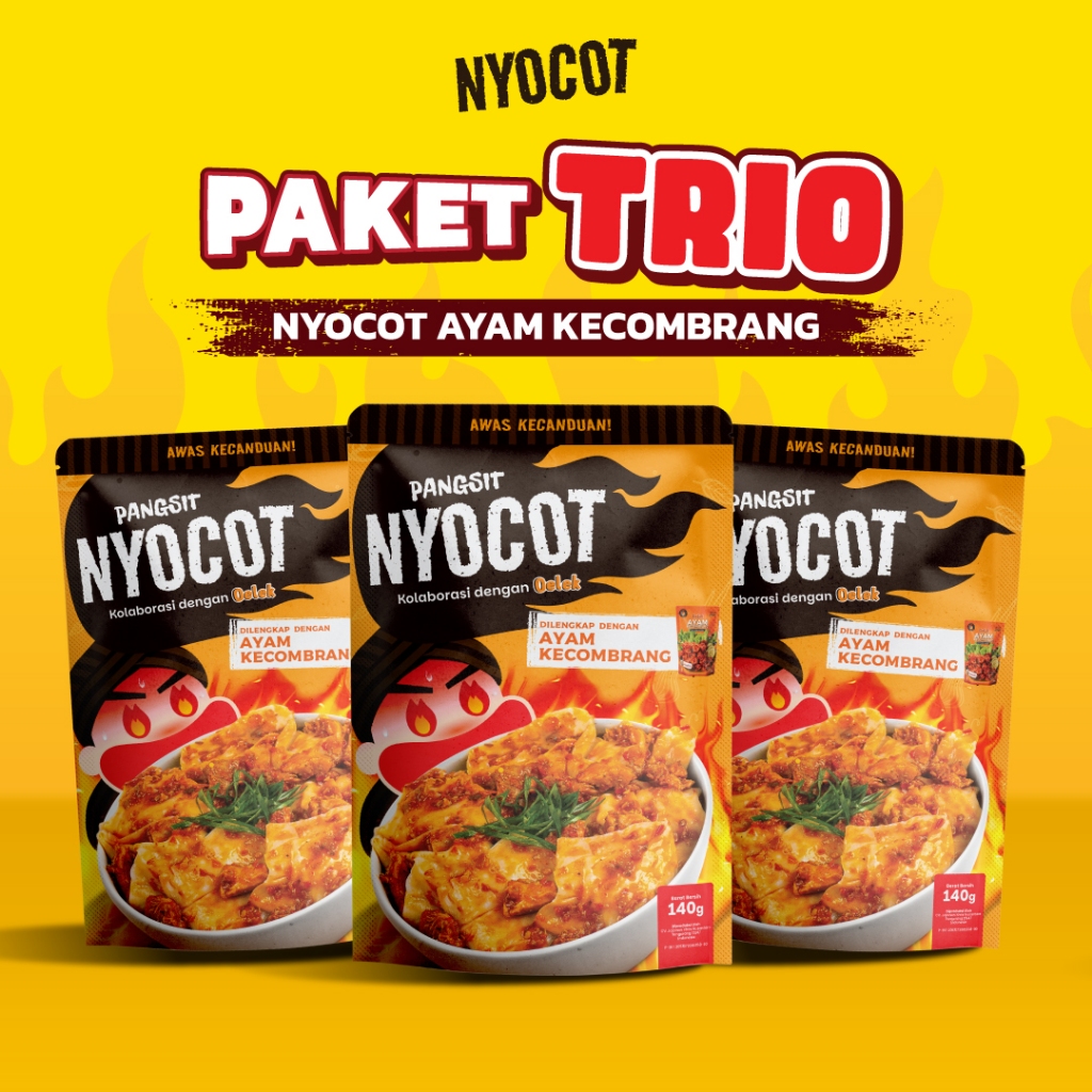 

NYOCOT Paket Trio Pangsit Ayam Kecombrang Renyah Gurih / Cocok untuk Ngemil / Cemilan Pangsit Chili Oil / Makanan Instant