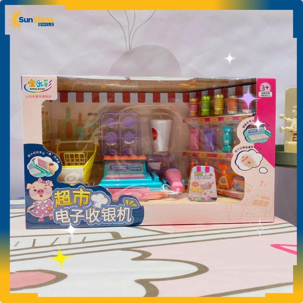 Mainan Mesin Kasir + Mainan Troli Belanja Anak / Cash Register Import / Mainan Kasir Kasiran Anak Pr