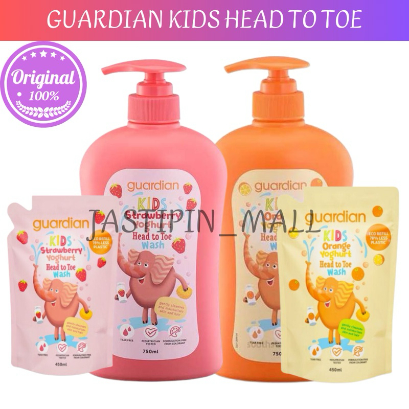 GUARDIAN KIDS HEAD TO TOE WASH 750 ML & 450 ML - SABUN ANAK ANAK GUARDIAN - SABUN ANAK & BAYI WANGI 