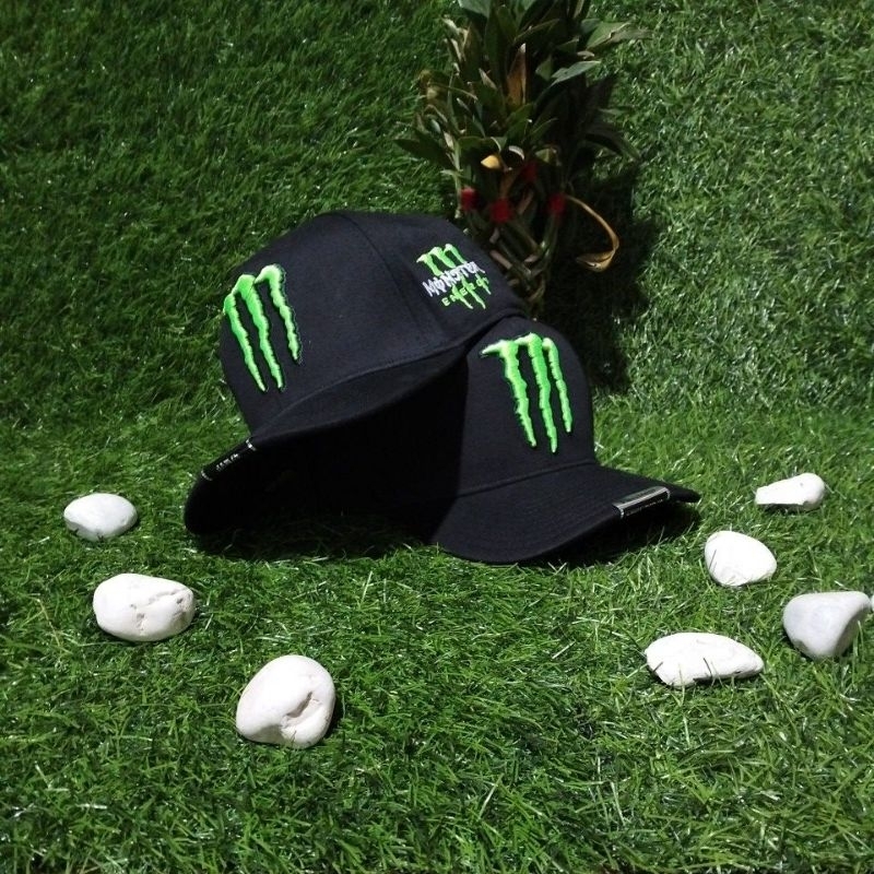 Monster Energi Putih Stabilo Topi Baseball unisex Premium