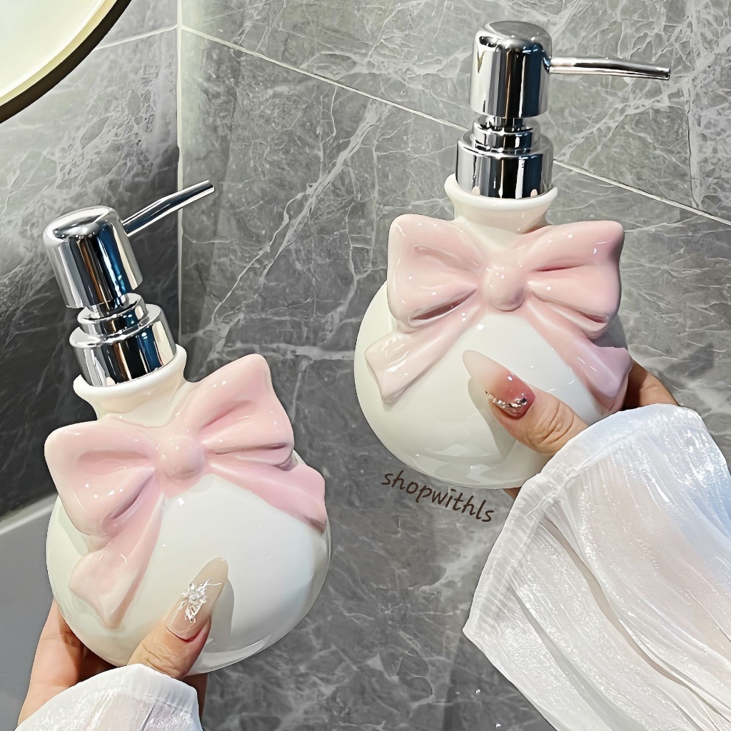 CUTIE SOAP PUMP (350 ML) //Botol Sabun Bentuk Pita/Botol Sabun White Black Unik/Botol Sabun Cantik/C