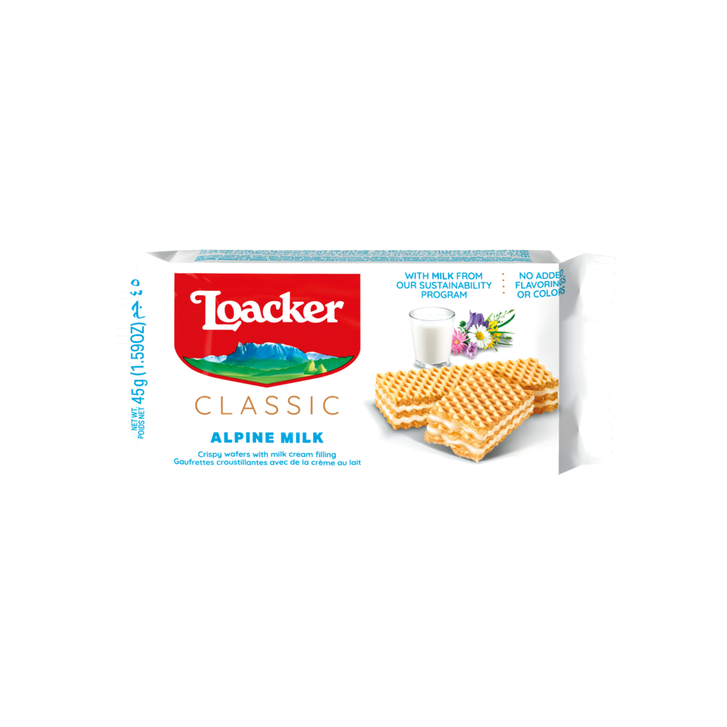 

Biskuit, Kue, & Wafer Loacker 45gr Classic Alpine Milk Thins Dark Chocolate Vanilla Cocoa & Milk Wafer Waffer Import Loker Loacker 45 gram