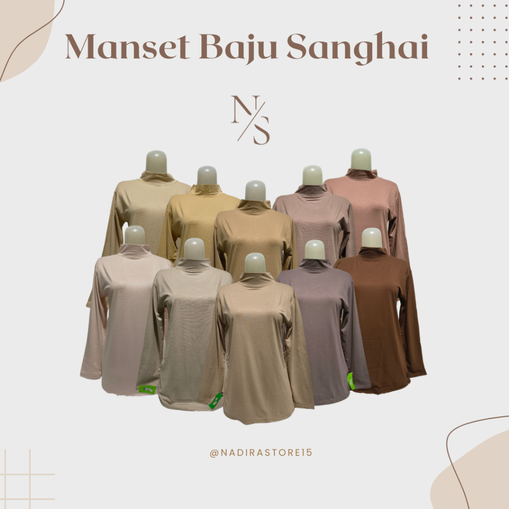 Manset Baju Lengan Panjang Leher Sanghai Turtleneck Polos Bahan Spandex Rayon Premium Ukuran L XL Da
