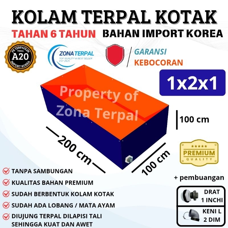 Terpal Kolam Terpal ikan kotak A20 200x100x100 / 100x200x100 / 2x1x1 / 1x2x1 Kolam terpal buat budid