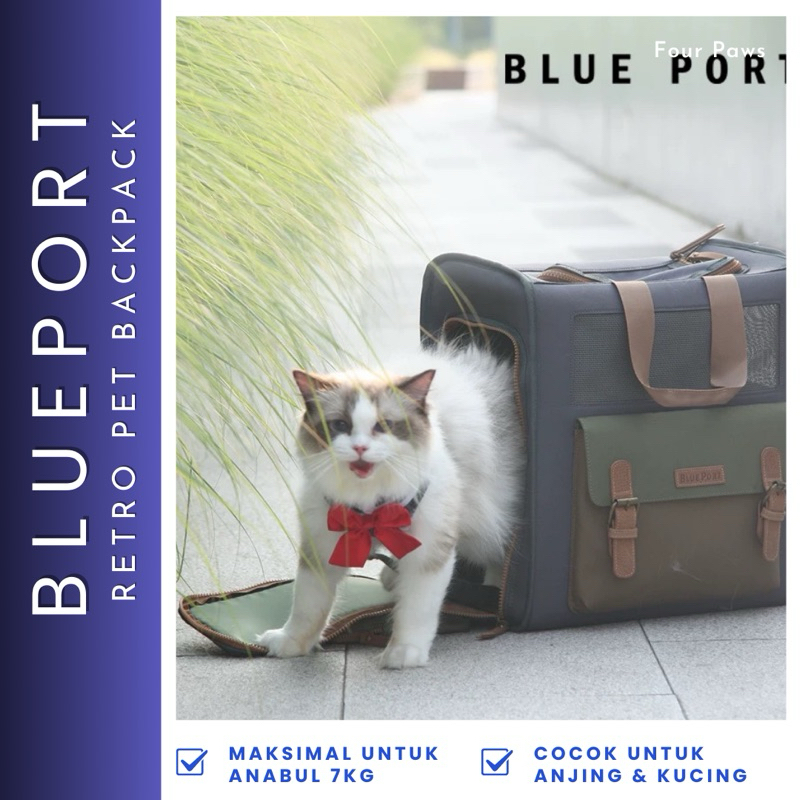 Blueport Small Retro Pet Bagpack - Tas Anjing dan Kucing