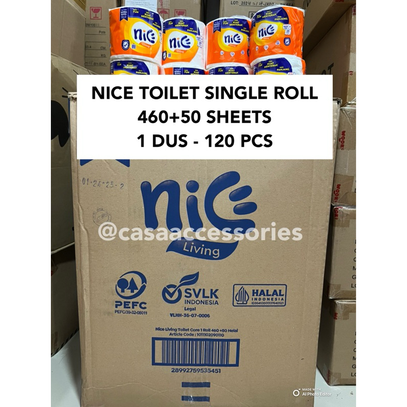AN Tissue Toilet Nice Bathroom Nice 460 + 50 3 Ply - 1 DUS ISI 120 Roll / Tissue toilet tebal / Tisu