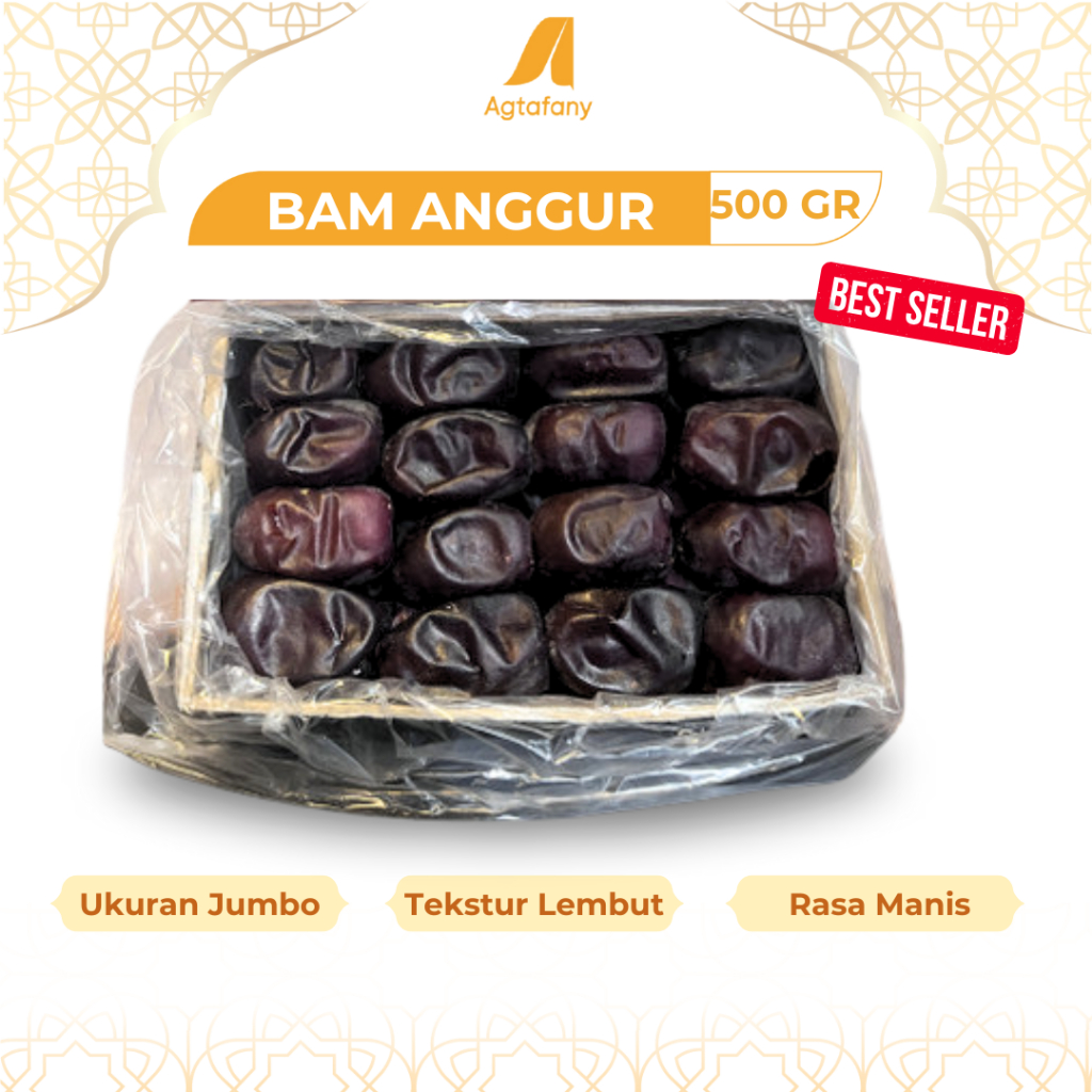 

Kurma Bam Anggur 500 gr | Bam Madina Jumbo Besar dan Lembut Manis Dates Original Premium