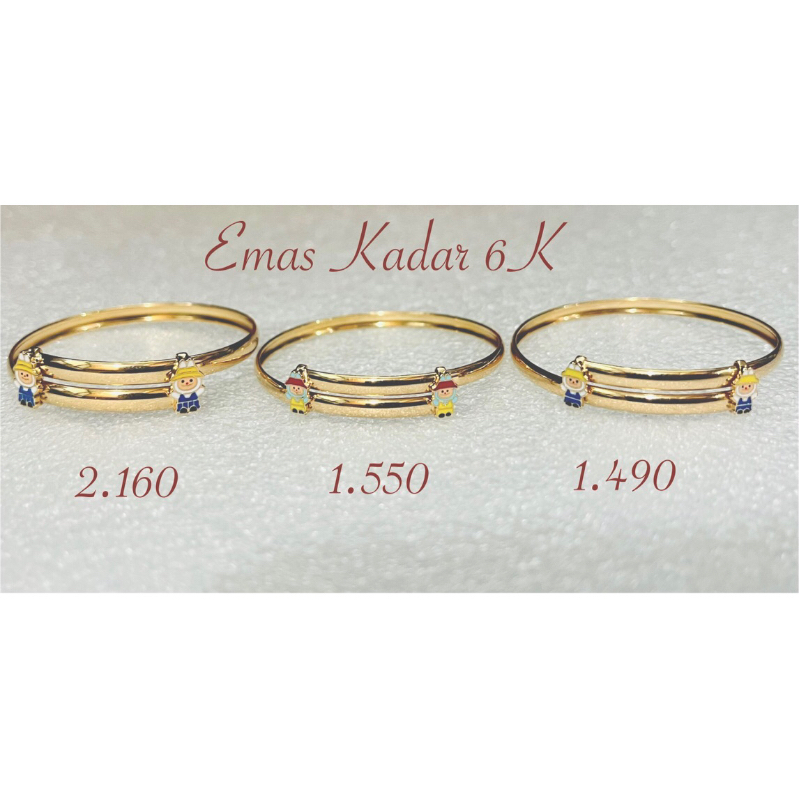 Gelang Anak Labubu Emas Muda Kadar 6K